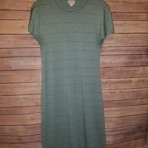 LuLaRoe Maria dress size XS seafoam green stripes